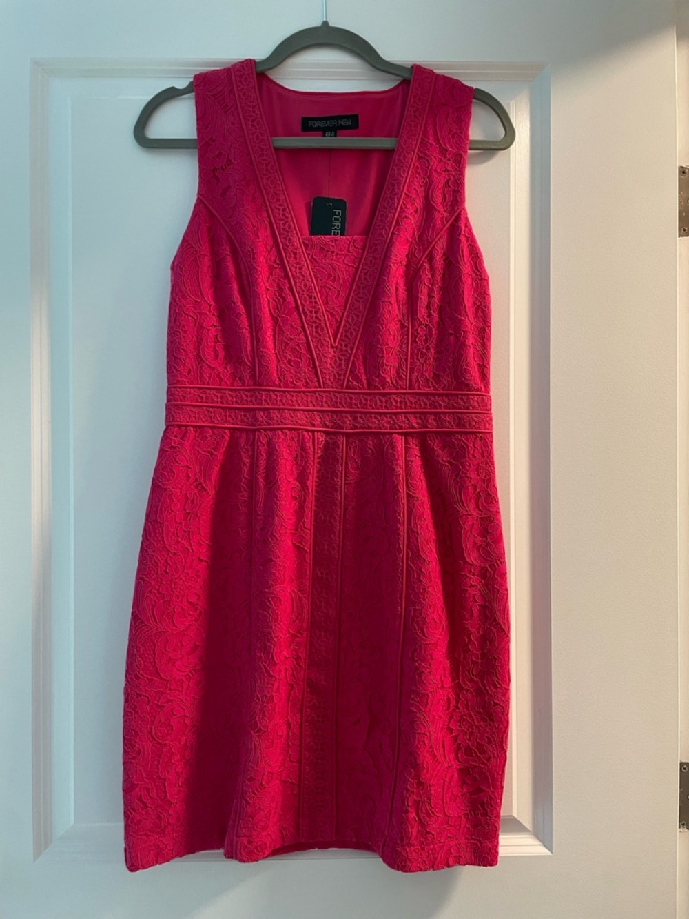 Forever New Hot Pink Lace V-Neck Mini Dress